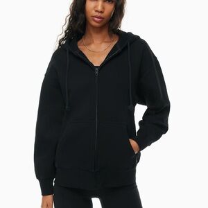 Aritzia TNA Cozy Sweatfleece Boyfriend Zip Hoodie Black Size S
